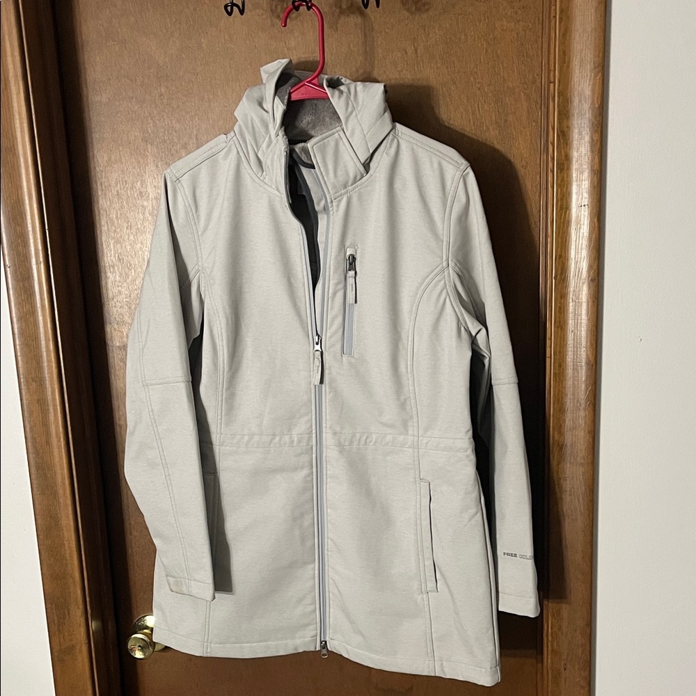 Free Country Softshell Hooded Jacket Women’s Large Light Gray Faux Fur Lined